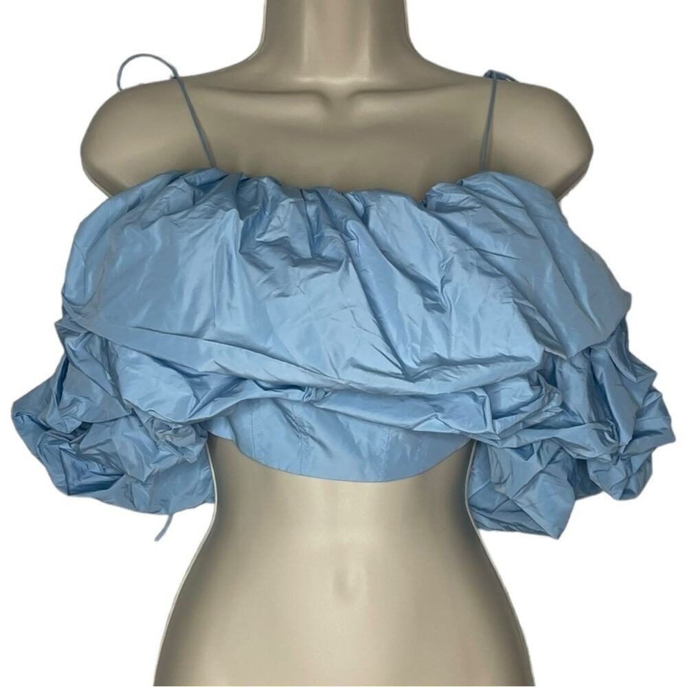 Anna October Light Blue Ruffled Crop Top - Picture 6 of 15